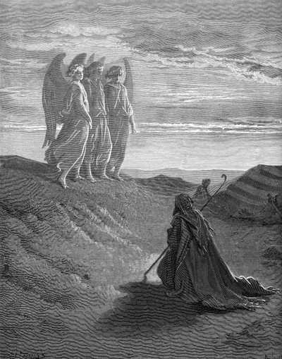 Abraham et les trois anges, gravure de Doré - Gustave Dore